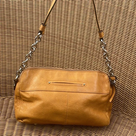 B Makowsky yellow Purse Womens Leather Glove Soft SATC Silver Hardware Bohemian - Picture 3 of 13